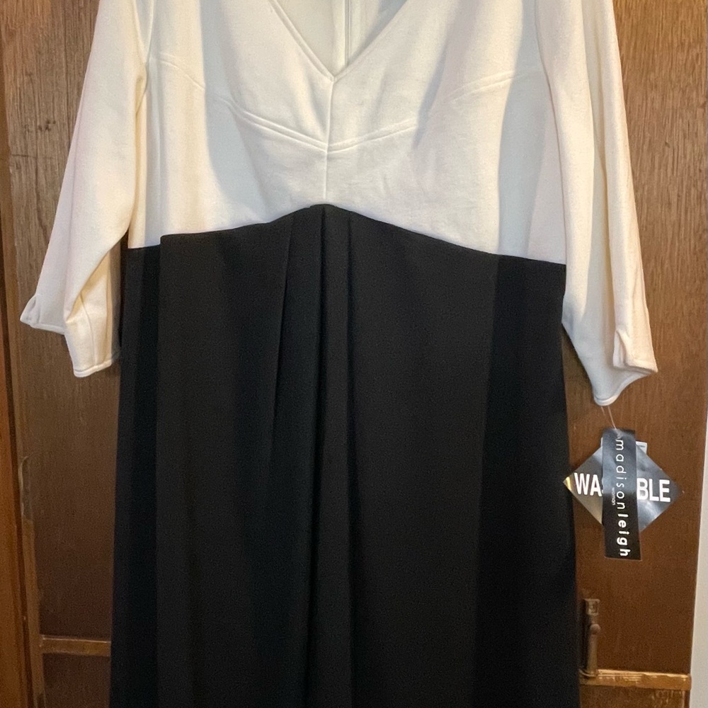 NWT Vintage 90s Madison Leigh Black & Ivory Long Sleeve Dress Never Worn!